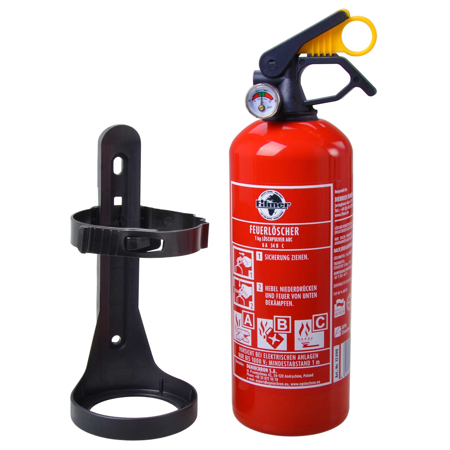 Feuerlöscher ABC 1 kg mit Halterung